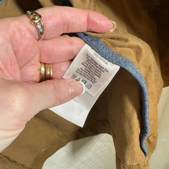 Eddie Bauer Womens Tan Jacket 100% Cotton Size Medium Petite W/Pockets - Picture 5 of 6